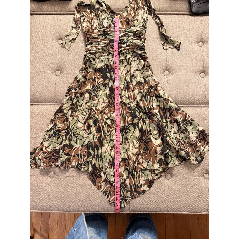 Donna Ricco Silk Halter Midi Dress 4 Ruched Floral Chiffon Boho - Picture 14 of 14